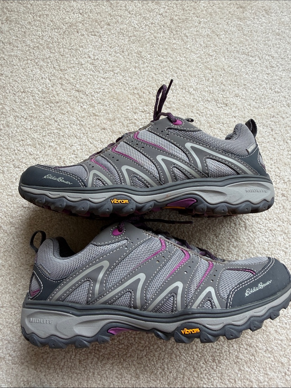 Eddie Bauer Women's Pro Vibram Gray Trail Sneakers with Purple Accents EUC - Picture 7 of 7